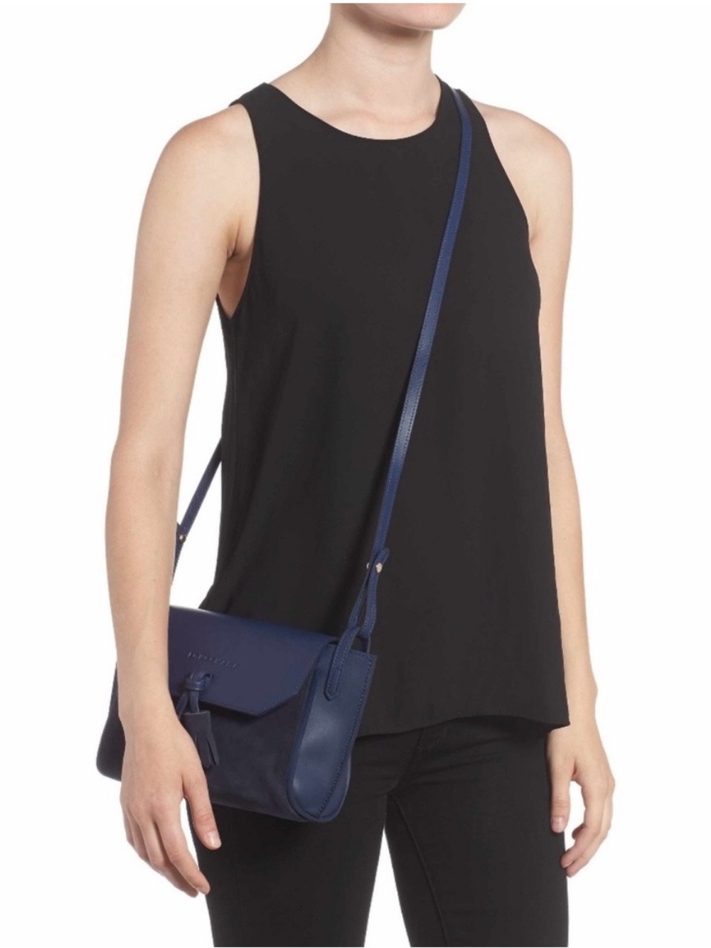 Longchamp Pénélope Leather Crossbody Bag - Pilot Blue - Picture 2 of 11